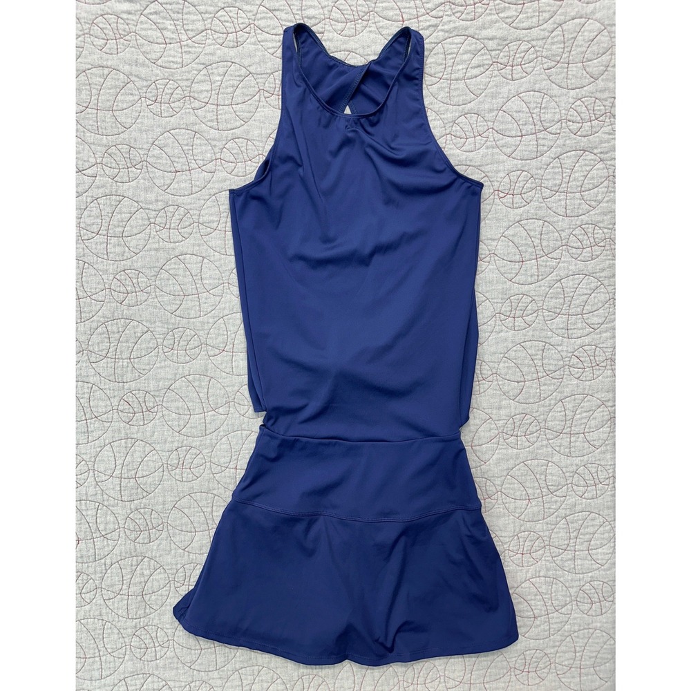 Edara Signature Tie Back Tennis Dress Navy Blue Neon / Women's Small